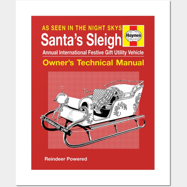 Santas Sleigh Christmas Haynes Manual Wall Art by Bevatron